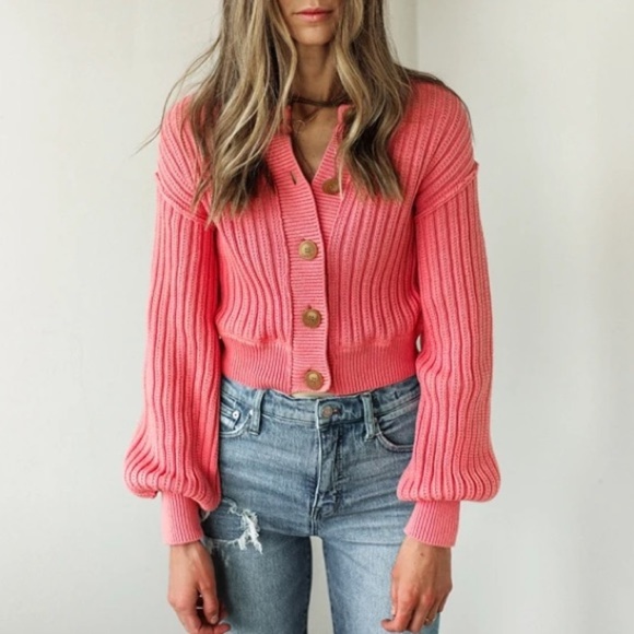 💗NWT Free People All Yours Cardigan in Bubblegum - Picture 5 of 14